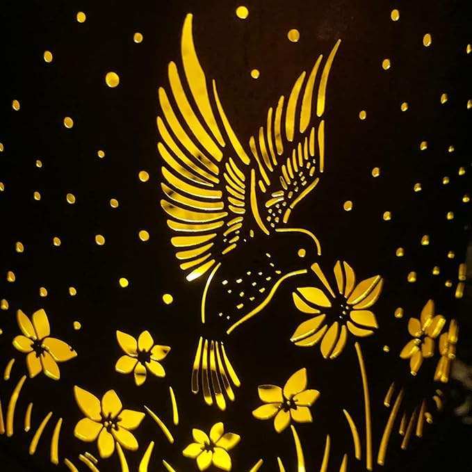 Mothers Day Gifts, 4 Packs Dragonfly&Hummingbird Solar Lantern Lights Outdoor Decor, Hanging Waterproof Metal Decorations, Landscape Lights for Garden Patio Yard Lawn Backyard Front Porch