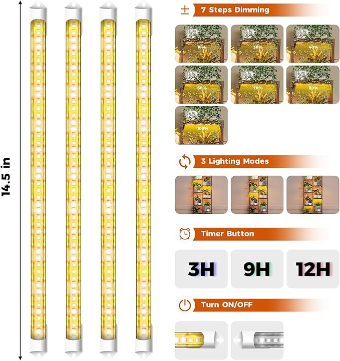 Bamworld Plant Stand with Grow Lights Large Plant Shelf for Mutiple Pots Plant Holder for Living Room Patio Boho Home Decor for Gardening Warm Light