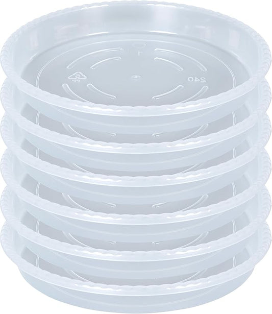 Plant Saucer 6 Pack of 4 6 8 10 12 14 16 inch, Clear Plastic Flower Plant Pot Saucer, Heavy Duty Plant Drip Trays Saucers for Indoor, Plant Water Tray for Planters (6", Clear)