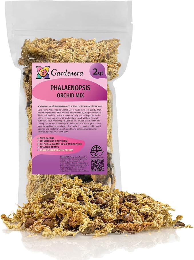 Premium Phalaenopsis Imperial Orchid Potting Mix - Hand Mixed in Small Batches | Great for Phalaenopsis of All Kinds - by GARDENERA - 20 Quart