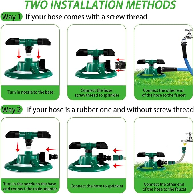 2 Pack Sprinklers for Yard, 360Rotating Lawn Sprinkler, Sprinklers for Yard Large Area, Lawn Sprinklers, Powerful and Even Watering for Lawns and Gardens
