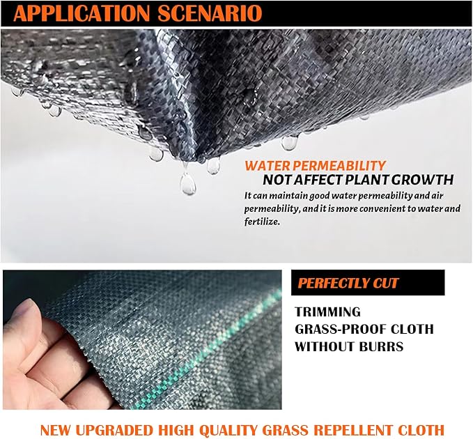 3Size Weed Barrier Landscape Fabric Heavy Duty Woven Ground Cover Weed Cloth Geotextile Fabric Driveway Fabric (3x100FT)