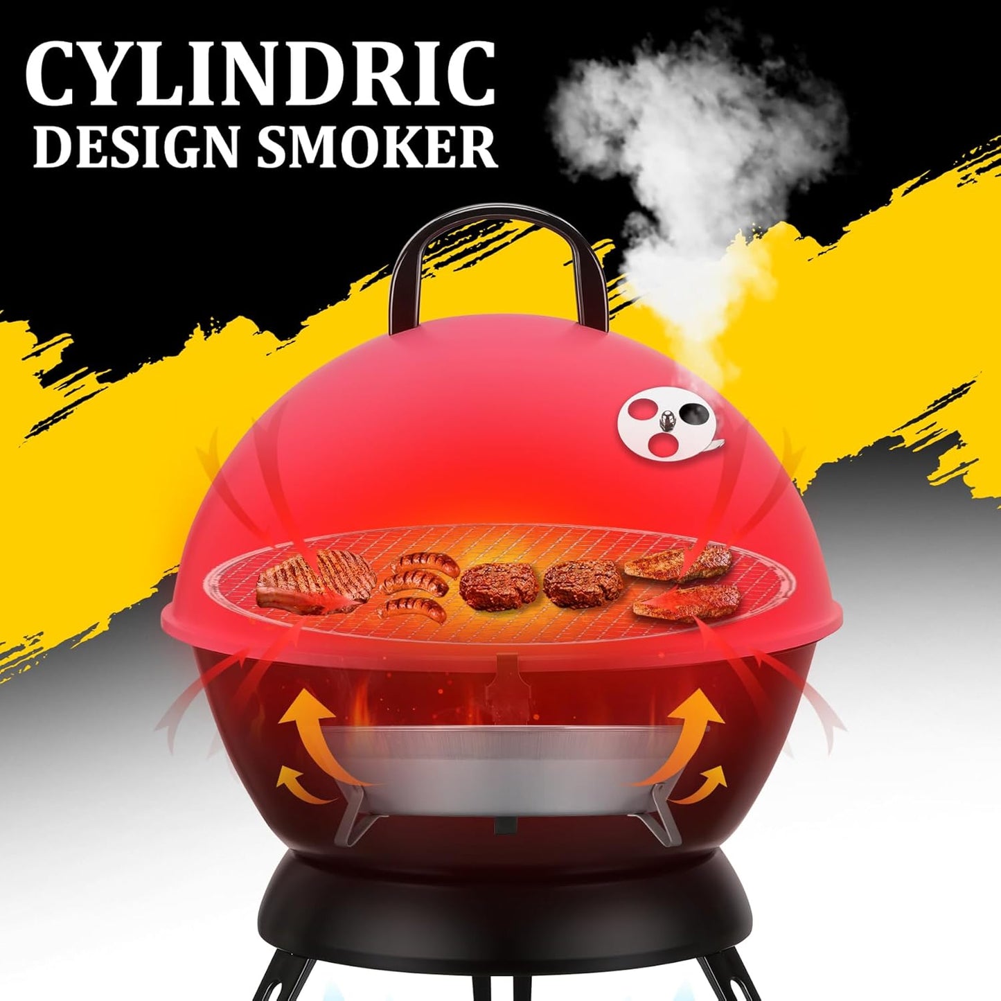 14inch Portable Charcoal Grill with Warming Rack, Small bbq Charcoal Grill Tabletop Foldable Grills for Backyard, Camping, Pink