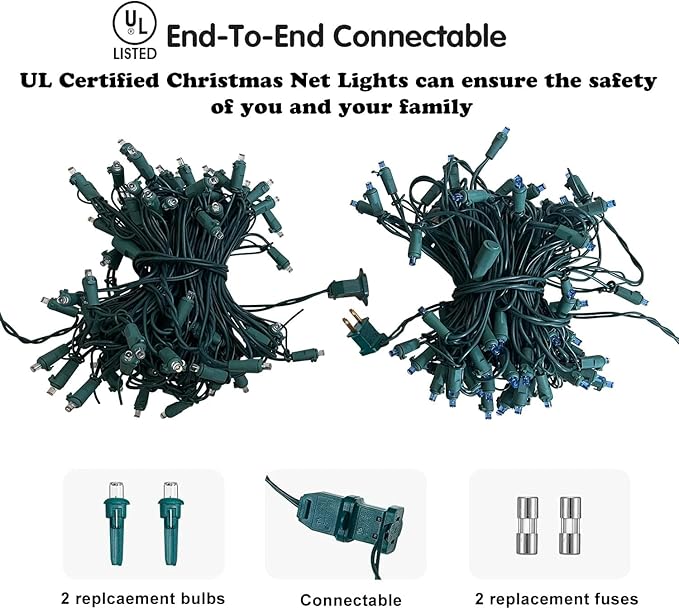 HISHINY Christmas Net Lights Outdoor for Bushes,100LED 5X5ft Connectable Bush Yard Mesh Shrub Net Light Decorations for Party, Holiday, Wedding, Tree,Home Decor(Red White Green)