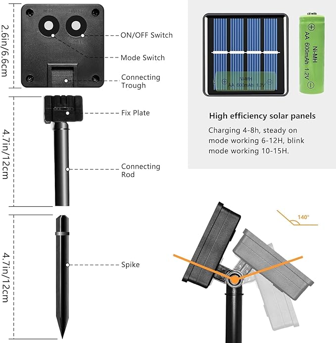 4-Pack Solar Christmas String Lights Outdoor Multicolor - 100LED 33FT String Lights Solar Powered with 8 Modes, Waterproof Patio Lights, Solar Lights for Outside Tree Balcony Gazebo Party