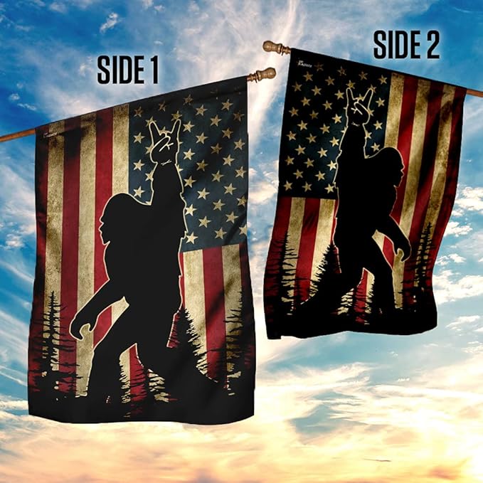 FLAGWIX American Flags, Sasquatch Bigfoot American Flag - 4th of July, Independence Day Decorations for Home, House Flag (29.5" x 39.5") - USA Flags Premium Polyester, Decorative Indoor Outdoor Flag