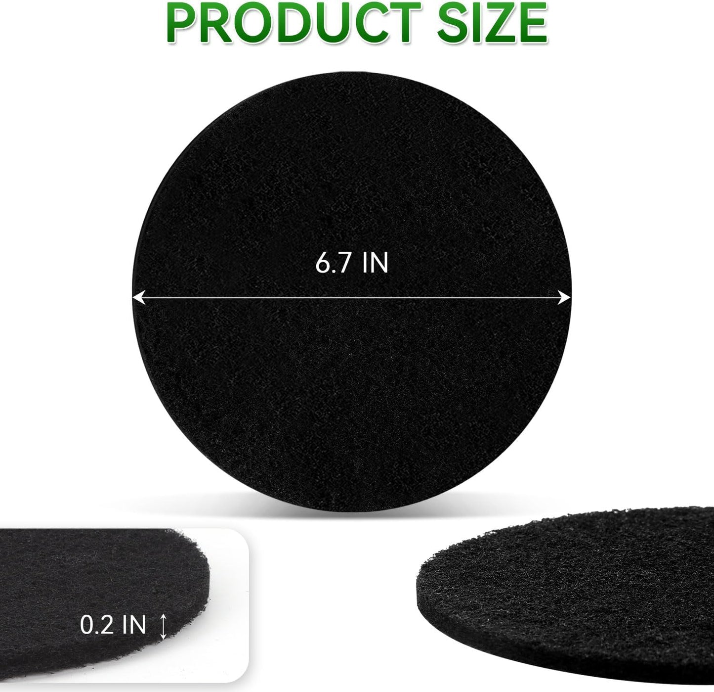 10 Pack Charcoal Filters for Compost Bucket, Compost Filters for Countertop Bin, Odor-Absorbing Activated Charcoal Replacement for Kitchen Compost Bins, 6.7 Inch