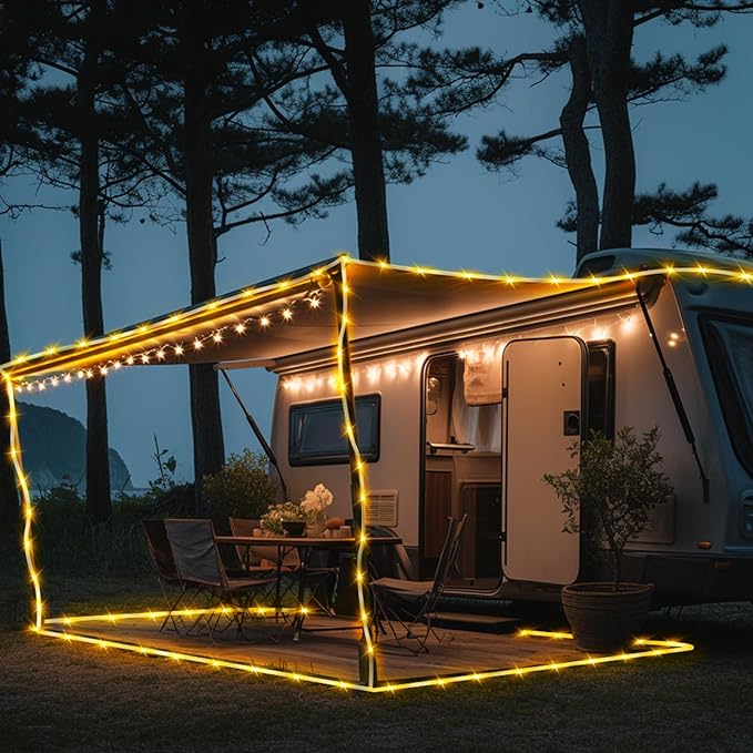 98FT Waterproof 300LEDs Solar Rope Lights, Type C Charging, Remote-Controlled, for Outdoor Pathway Pool Patio Party Garden Yard Palm Tree Holidays (Brighter - Warm White)