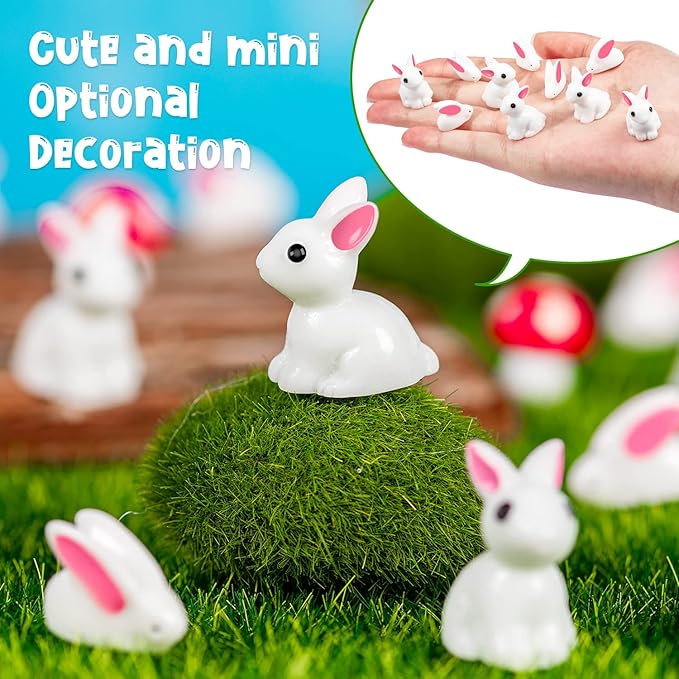 280Pcs Mini Bunny, Mini Resin Bunny Animals, Miniature Rabbit for Landscape Ornaments Miniature Garden Decor Potted Plant,Cake Topper Decoration