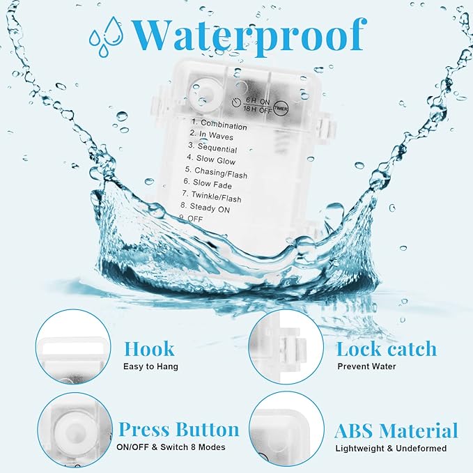 Homemory 4 Pack 20 Ft 60 LED Multicolor Fairy Lights Battery Operated Christmas Lights with Remote, Waterproof 8 Modes Firefly Twinkle String Lights for Party Bedroom Wedding Decorations