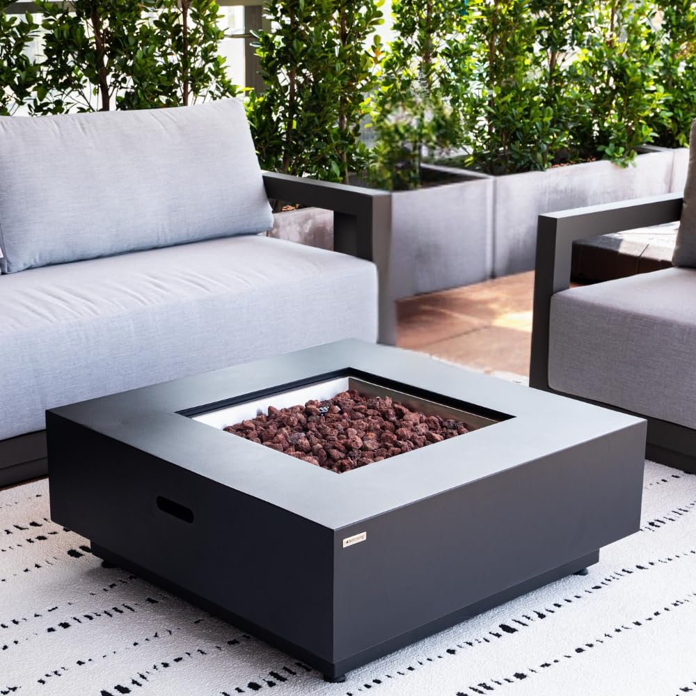 Ashton 36” Propane Fire Pit Smokeless Firepit Outdoor Gas Fire Pit for Outside Patio Firepit Table Includes Rain Cover Converter Kit Lava Rocks Lid CSA Certified