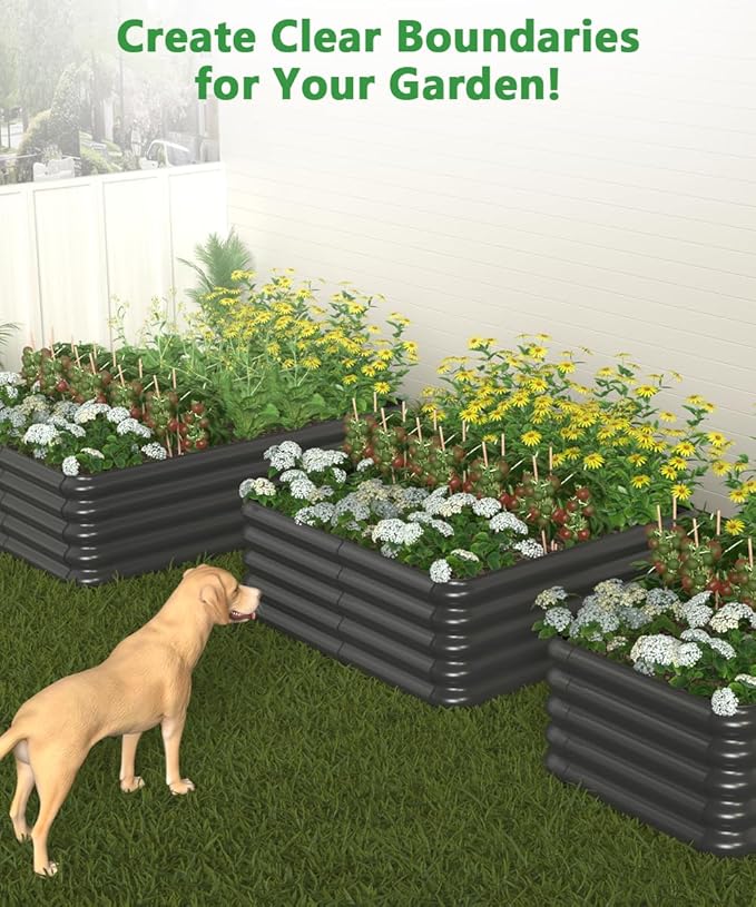 3.0x3.0x1.0ft Raised Garden Bed Kit, Rustproof PP Material Garden Box, Flower Bed with Tool-Free Assembly Design, Square Planter Boxes for Outdoor Plants Vegetables Flower Fruit Herb, Black