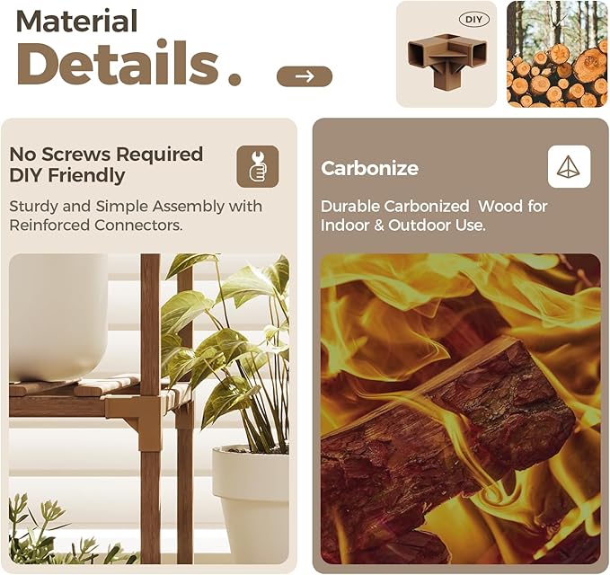 Bamworld Plant Stand Indoor Plant Shelf Outdoor Wood Plant Rack for Multiple Plants 3 Tiers Ladder Plant Pot Holder for Living Room Patio Boho Home Decor for Gardening