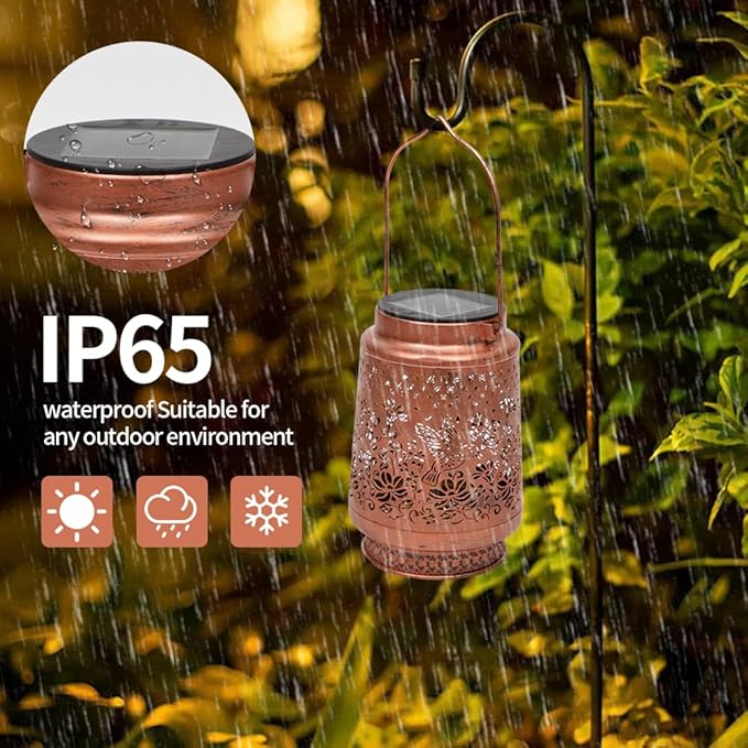 2 Pack Hummingbird Solar Lanterns Garden Decor, Birthday Gifts for Mother Grandma ,Metal Hanging Solar Lights Waterproof Outdoor Decoration, LED Lanterns for Yard Patio Lawn Pathway Landscape