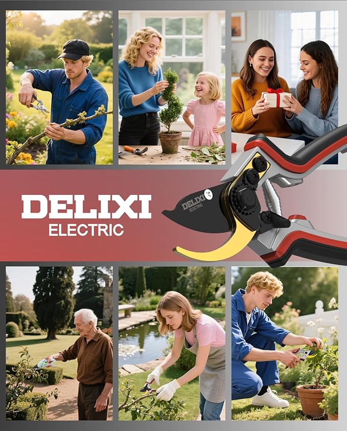 8.1" Pruning Shears for Gardening (Durable and Sharp Teflon-coated SK5 Blade)(Ergonomic Rubber Non-slip Handle) Bypass Garden Shears Up to 1 Inch Cut Capacity