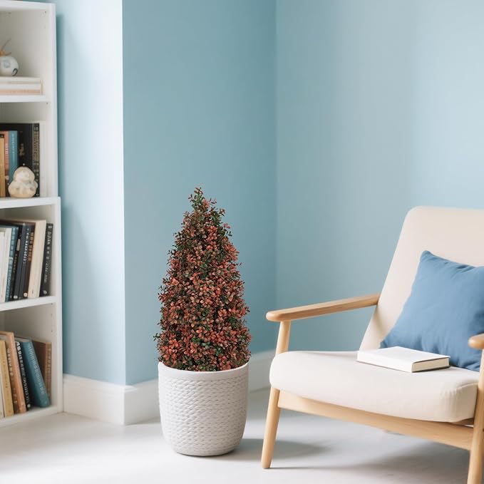 3ft Artificial Boxwood Topiary Trees (Set of 2) - UV Resistant Faux Plants for Outdoor/Indoor, Realistic 36in Fake Bushes and Shrubs for Front Porch, Planter, Patio - Low Maintenance & Evergreen