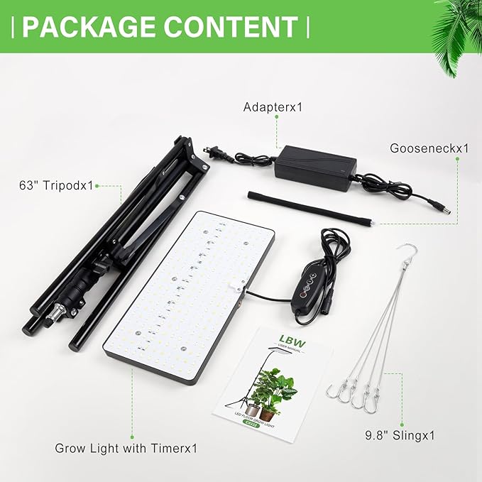 2024 LBW Grow Lights for Indoor Plants Full Spectrum with Stand,214 LEDs Standing Plant Lights for Indoor Growing,Floor Grow Plant Lamp with 4/8/12H Timer,6 Brightness Levels,75" Adjustable Tripod