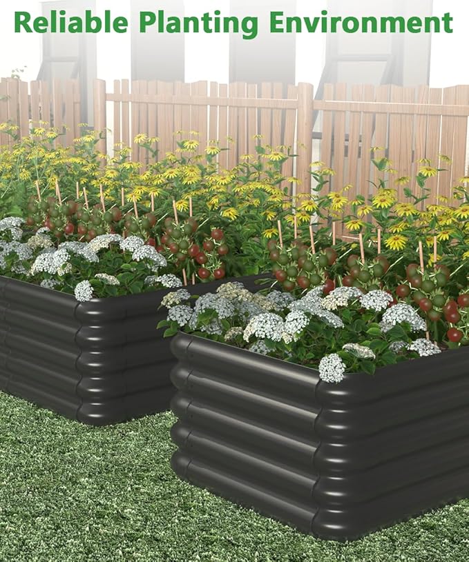 4.3x3.0x1.0ft Raised Garden Bed Kit, Rustproof PP Material Garden Box, Flower Bed with Tool-Free Assembly Design, Rectangular Planter Boxes for Outdoor Vegetables Flower Fruit Herb, Black