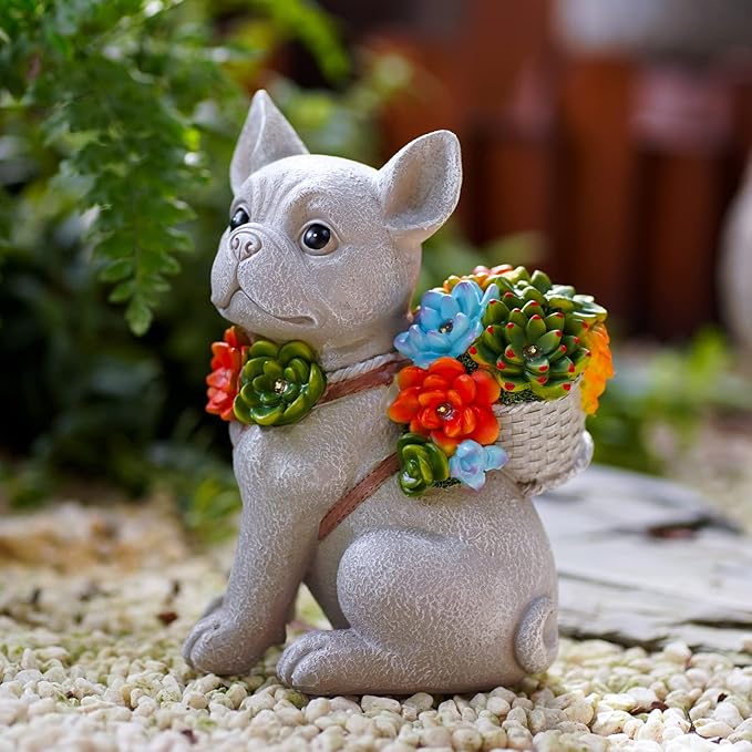 Garden Outdoor Decor Statues: Figurine with Solar Light Decorations Ornaments Patio Art Balcony - Birthday Gifts for mom Grandma Women