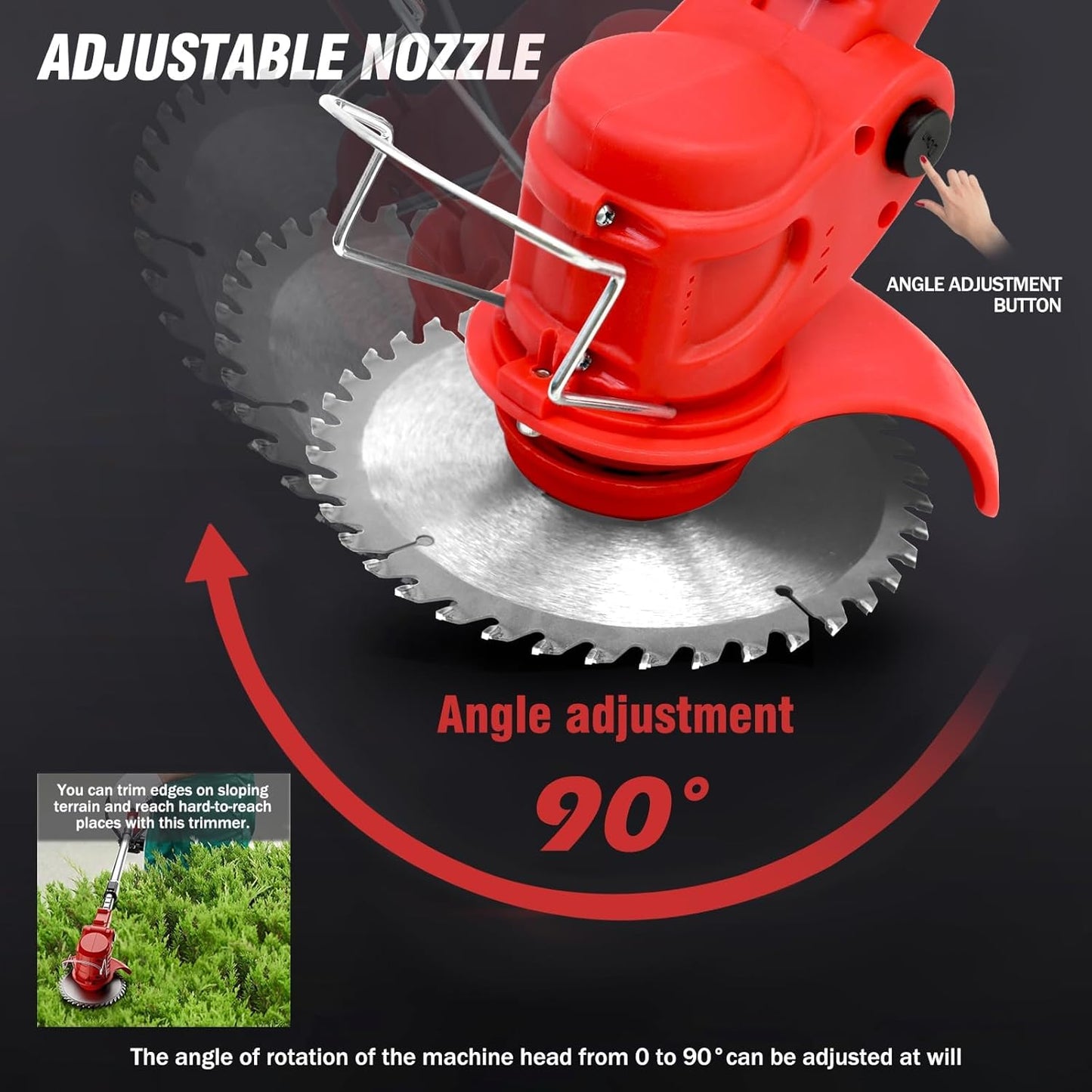 ALSO GO 24V Electric Weed Wacker, 3 in 1 Grass Trimmer with 2pcs Batteries & Fast Charger, Stringless Lightweight Weed Eater/Brush Cutter/Edger with 3 Types Blade & Wheels for Garden and Yard Lawn