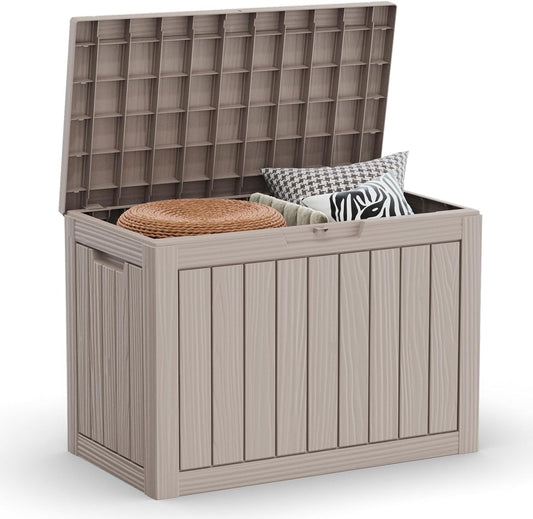 45GAL Brown Outdoor Storage Deck Box with Lock Hole – Waterproof, SGS - Tested UV Protection, Perfect for Patio Pillows & Pool Floats, Sturdy All - Weather Design