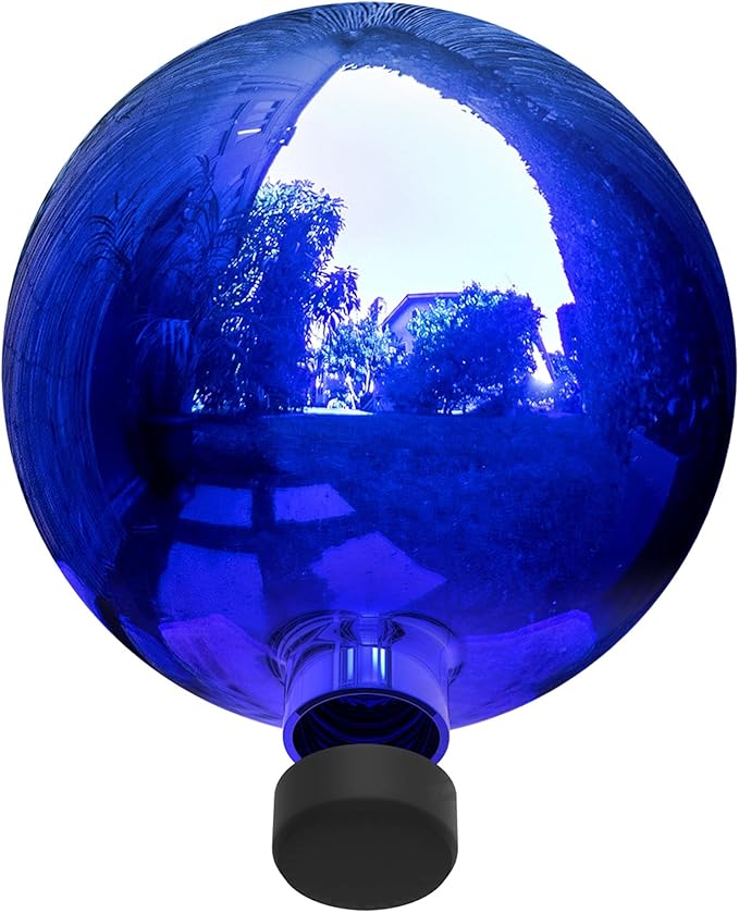 Alpine Corporation 10" Diameter Indoor/Outdoor Glass Gazing Globe Festive Yard Décor, Blue