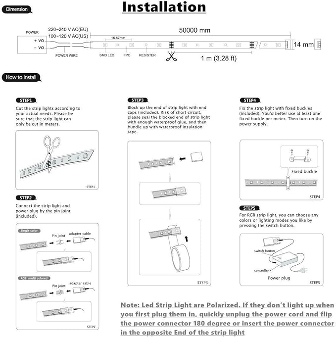 5050-60 Type AC 110-120V LED Strip Lights, Flexible/Waterproof/Dimmable/Multi-Modes LED Rope Light + 23 Keys Remote for Home/Garden/Building Decoration (32.8ft/10m, Natural White 4000K)
