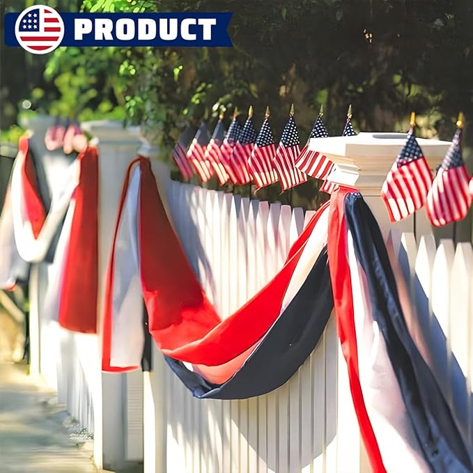 2x20Ft Large Patriotic US Flag Bunting Decorations 4th of July Red, White & Blue Stripe Banner Veterans Day Memorial Days Celebration Decorations Home Garden Outdoor-1Pack