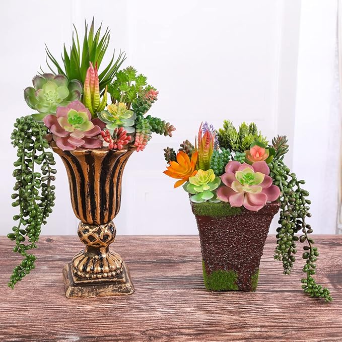 18 Pack Artificial Succulents Realistic Textured Fake Succulents Unpotted Artificial Cactus Plant Suitable for Garden Home Office Greening and Decoration