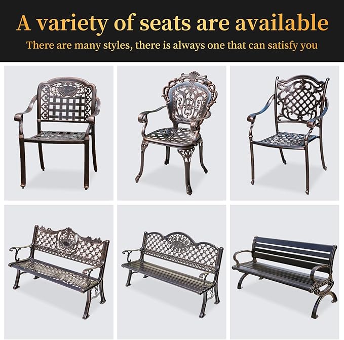 Outdoor Dining Chair Cast Aluminum Patio Chairs Set of 2 All-Weather Patio Dining Chair with Adjustable Feet for Backyard Garden (Muran Chair)
