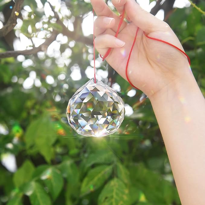 MerryNine 60mm Clear Crystal Ball Prism Sun Shine Catcher Rainbow Pendants Maker, Hanging Crystals Prisms for Windows, for Feng Shui, for Gift(60mm/2.36" 1pack)