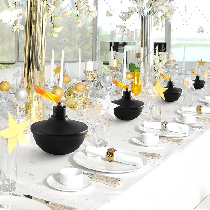 2 Pack Metal Table Top Torches,23.5 oz Citronella Torches for Outside,Refillable Flame Light Torch with Wicks and Covers, Landscape Lanterns Torches for Party, Garden Decor,DIY