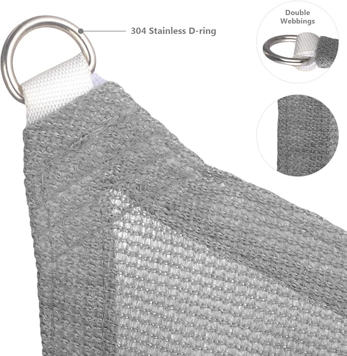 Eden's Decor Straight Flat-Edged Sun Shade Sail Rectangular 16' x 17' Grey UV-Blocking Outdoor Canopy Fabric Cloth Awning for Pergola Patio Garden Backyard Custom Size
