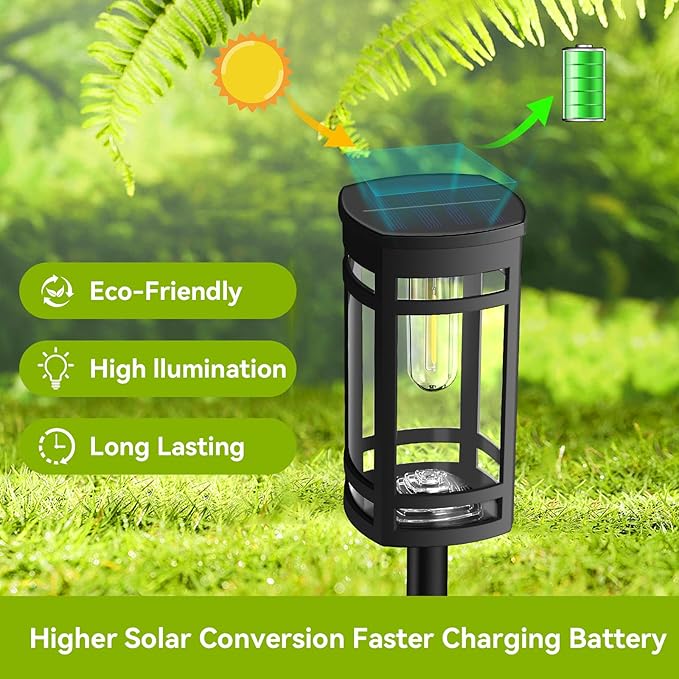 8 Pack Solar Lights Outdoor Waterproof for Garden Pathway Walkway Driveway Yard Lawn Decorative Landscape Lighting. (Warm White Light, 8)