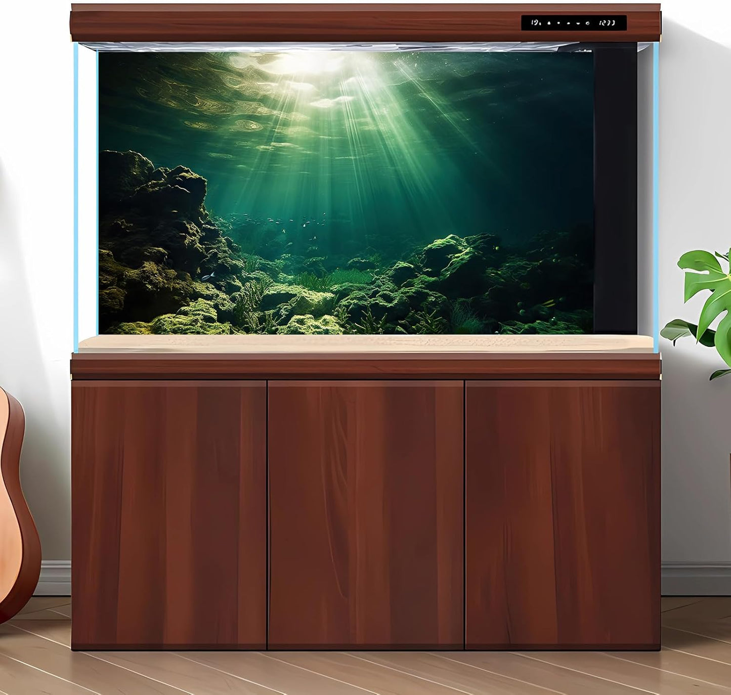 Under The Sea Aquarium Background Underwater Fish Tank Background Ocean Floor Rock Cave Sunray Terrarium Backgrounds Tropical Fish Ocean World Aquarium Reptile Tank Backgrounds 36x24in