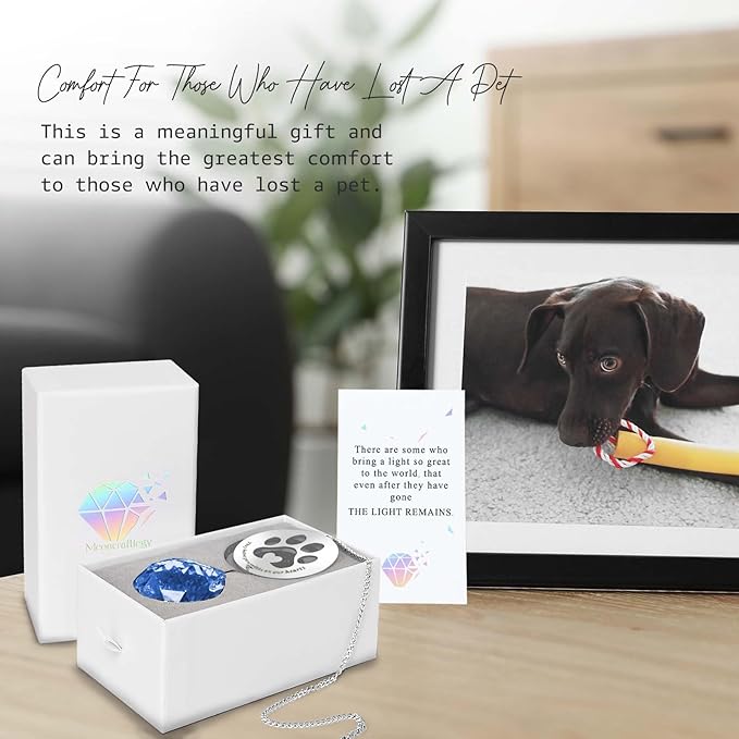 Dog Memorial Gifts, Unique Loss of Pet Sympathy Idea, Navy Blue Crystal Ball Rainbow Suncatcher with Paw Print for Cat or Dog Remembrance and Bereavement