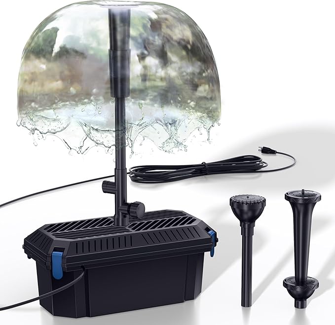 Biling Pond Filter with Water Pump Kits, Koi Pond Filter Box with 660GPH 110V/40W Pond Pumps for Outdoor Ponds, Pond Fountain Kit for Garden Water Tank Waterfall