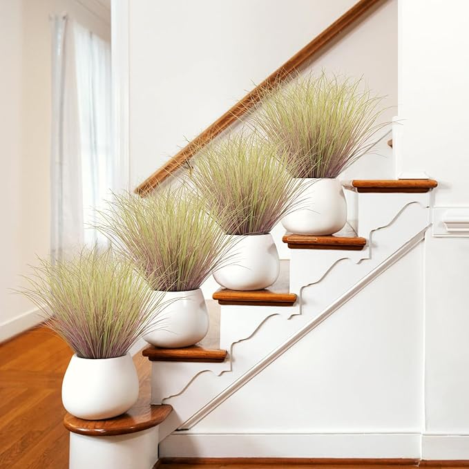 100Pcs Artificial Grass Plants, Faux Shrubs Wheat Grass, Artificial Tall Grasses Fake Plants for Outdoor Decor,Artificial Greenery Stems Weed for Room Indoor Home Decor（Light Purple）