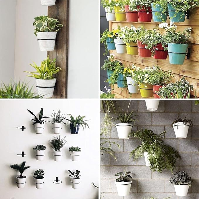 6 Pack 5in Flower Pot Holder Ring Wall Mounted Metal Planter Hooks Hangers Wall Bracket Wall Planter Hook (6, 5")