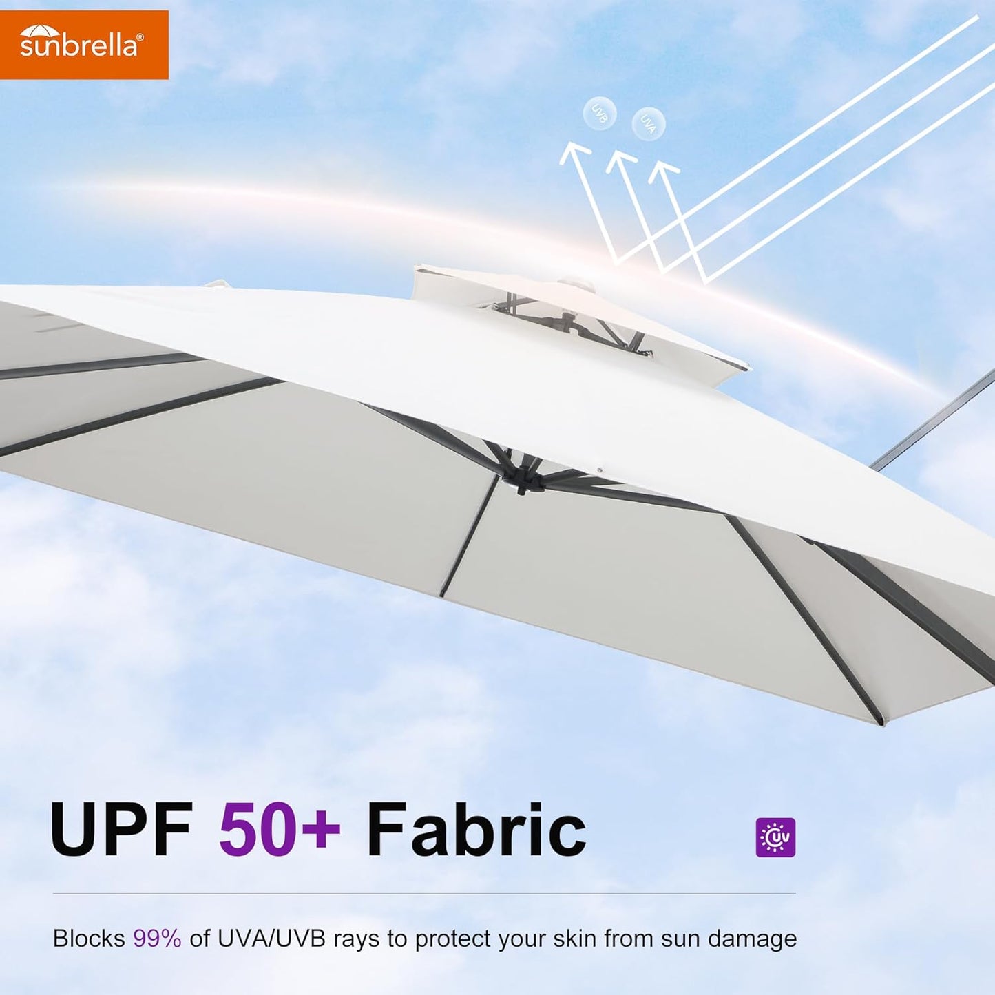 PURPLE LEAF Cantilever Umbrella 9' X 12' Outdoor Patio Rectangular Double Top Large Heavy Duty 360° Rotation Offset Umbrella for Outside Deck Backyard Garden Pool Canvas Natural
