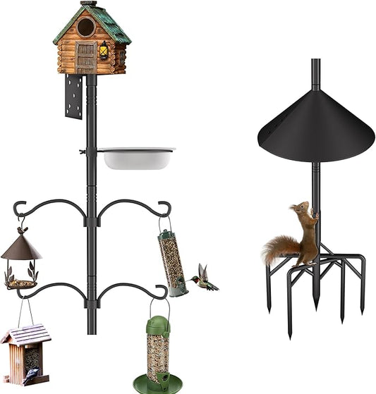 Bird Feeder Pole Stand,95 Inch House Pole for Outdoors Weather Station,Heavy Duty Metal Mount Kit Adjustable Multifunctional Bird Feeder Stand