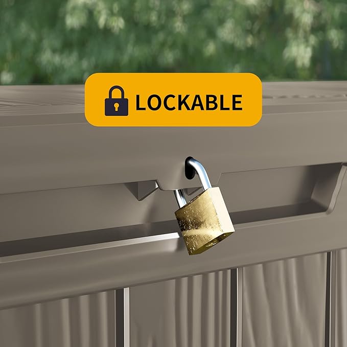 200 Gallon Outdoor Storage Box Waterproof Lockable Resin Deck Box Large, Patio Storage Bin for Pool Accessories Cushion Furniture, Garden Tools, UV-Resistant Outside Delivery Grey