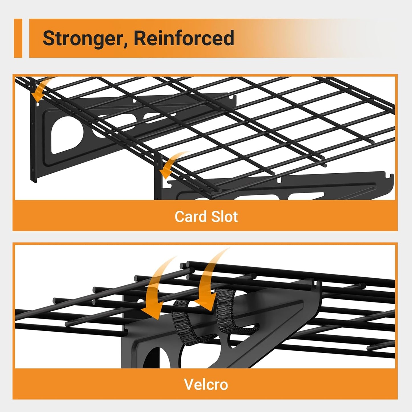 1x3 ft Garage Shelving with 8 Bike Hooks, 2-Pack Wall-Mounted Shelves for Garage, Kitchen, Pantry Storage, 300 lbs Total Load Capacity Garage Wall Shelving, Black