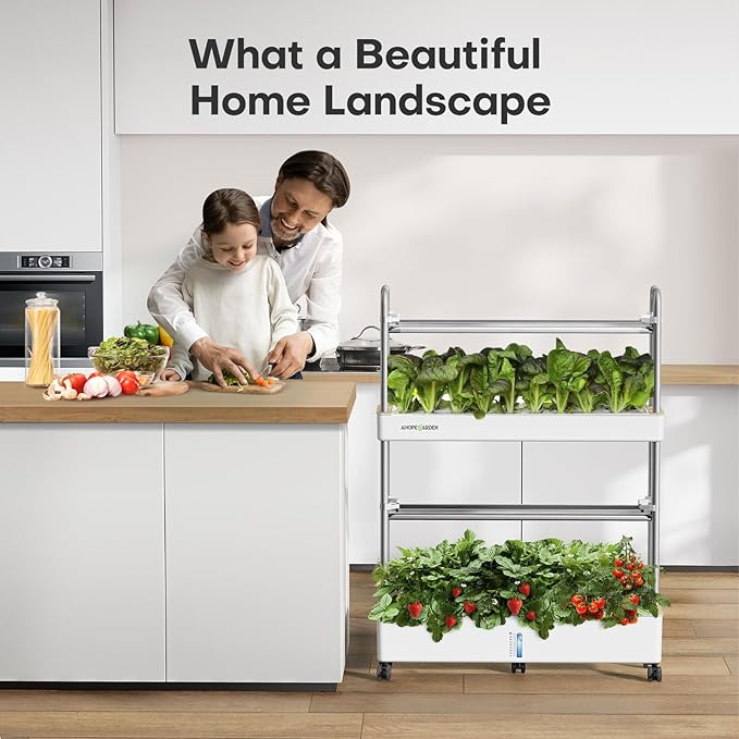 Ahopegarden Indoor Garden Hydroponics Growing System Kit: 60 Pods Vertical Garden with LED Grow Light - Plant Germination Kit Aeroponic Veggie Flower Fruit Growth with Smart Socket & Pump System