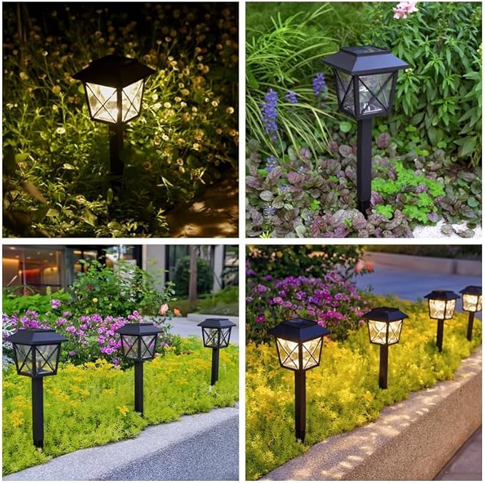 6 Pack Large Rotating Solar Lights Outdoor Waterproof 2 Modes Twinkling Decorative Lights for Garden Yard Pathway Walkway Decorations Landscape Lighting. (Set of 6)