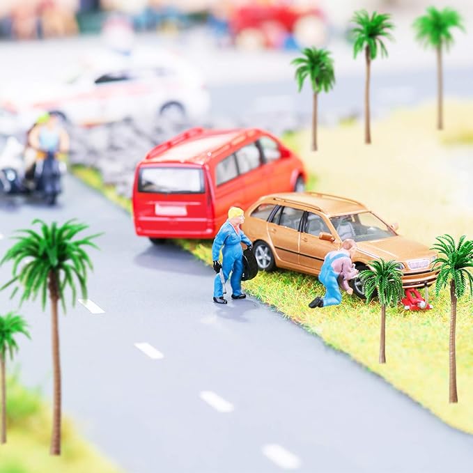 48 Pcs Plastic Model Tree Layout Rainforest Train Palm Tree Model Coconut Palms for Outdoor Garden Decoration
