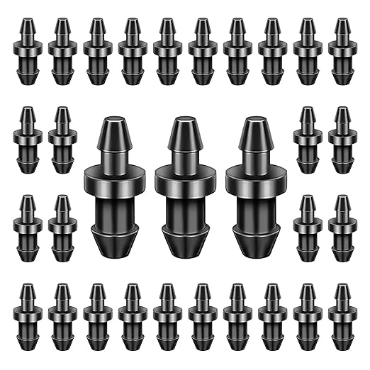 50PCS Drip Line Plugs Drip Irrigation 1/4" Barbed Tubing End Plugs, Tubing End Cap Irrigation Stopper Goof-Hole Plugs Drip for Sprinkler Systems 1/4 Drip Irrigation Fittings Plugs Connectors