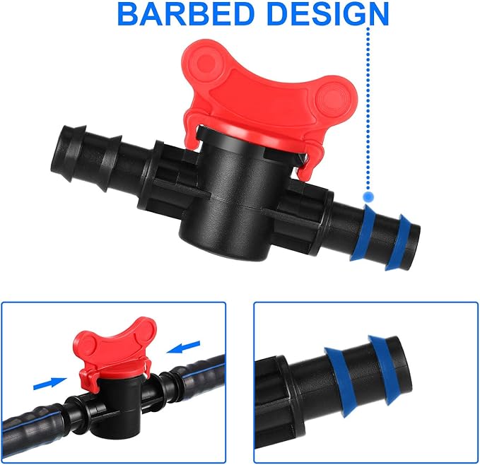 Drip Irrigation Switch Valve Gate Valves for 1/2 Inch Double Male Barbed Valve (16)