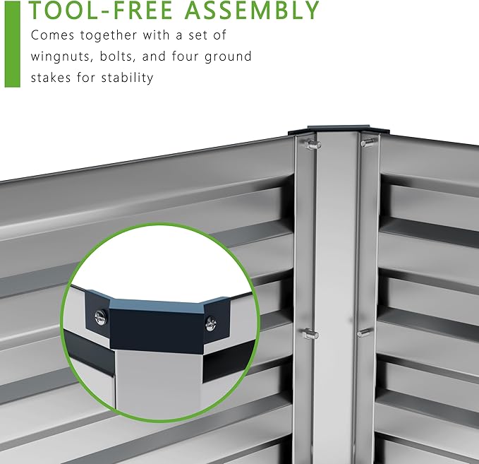 2PCS 8x4x1FT Galvanized Raised Garden Bed Kit,Vegetable Boxes-Rectangle Metal Flower Box,Large Planter Raised Beds Outdoor Garden for Planting,Fruit,Herb-Sliver