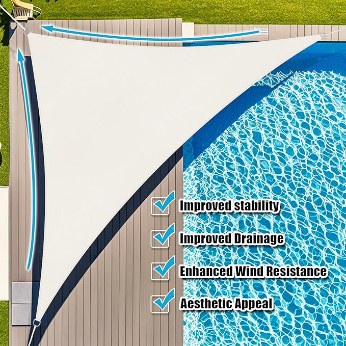 Amagenix Sun Shade Sail 19X19X19 Curved Edge Outdoor Shade Canopy Cream Breathable 95% UV Block Shade Cloth for Patio Garden Backyard (We Make Custom Size)